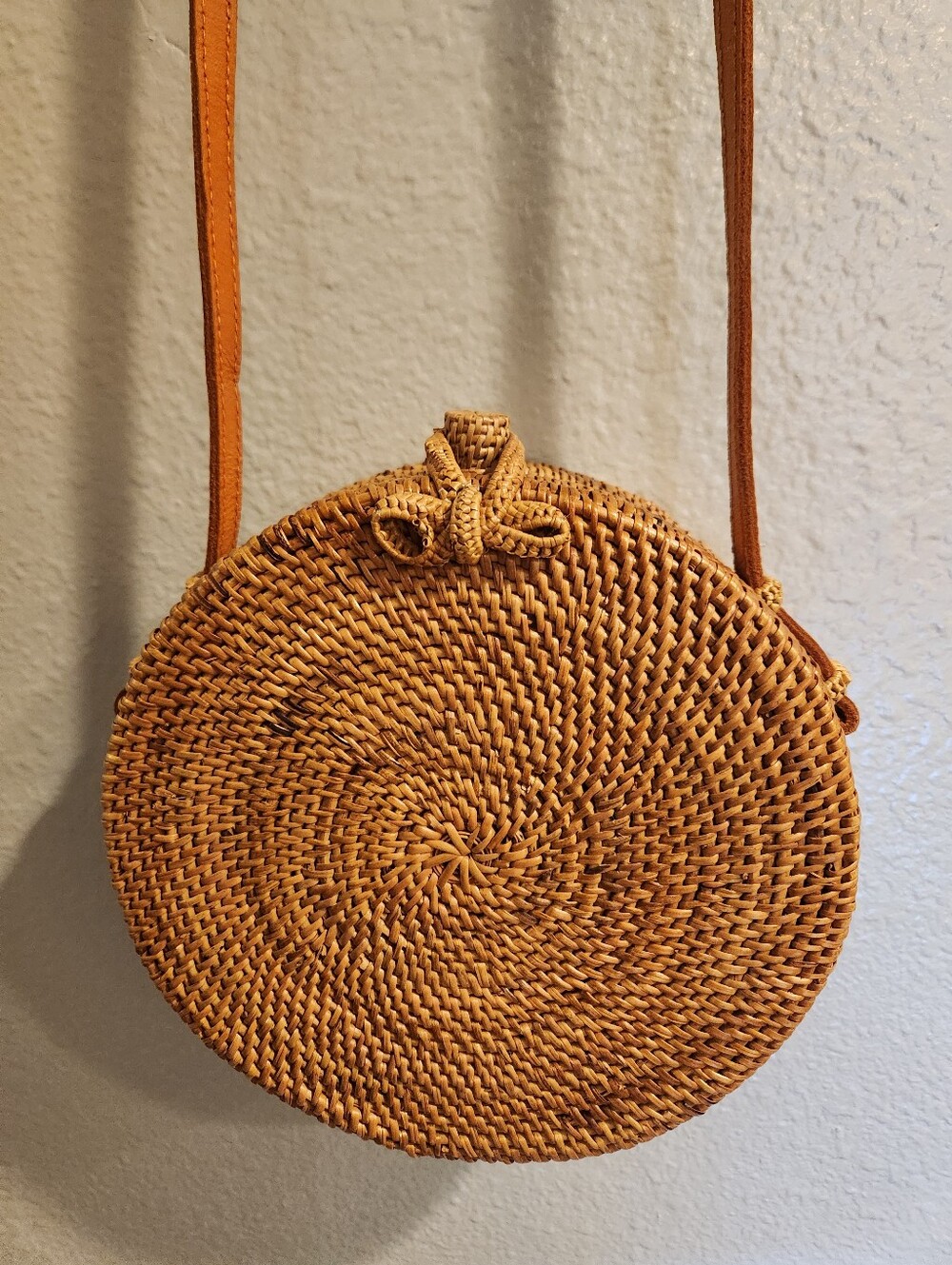 Woven Round Crossbody Bag in Tan Boho Summer